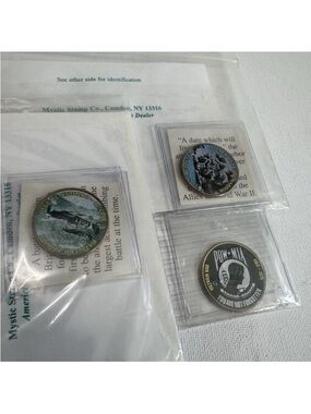 Colorized Kennedy Half Dollar Coin Lot 3 WWII Vietnam POW MIA Pearl Harbor